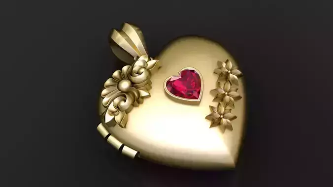 Heart Shaped Ruby Locket Pendant