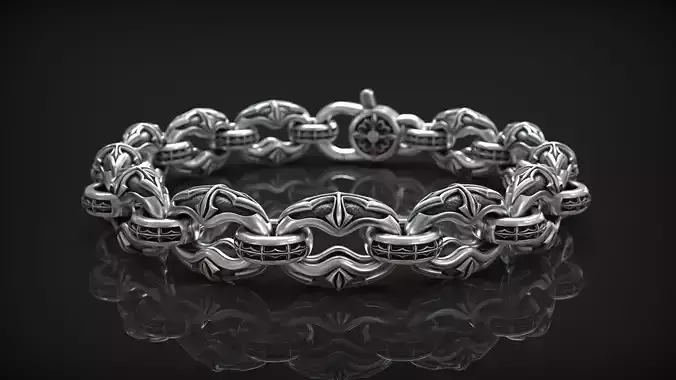 Motorbike Gothic Bracelet with Stylized Maltese Cross