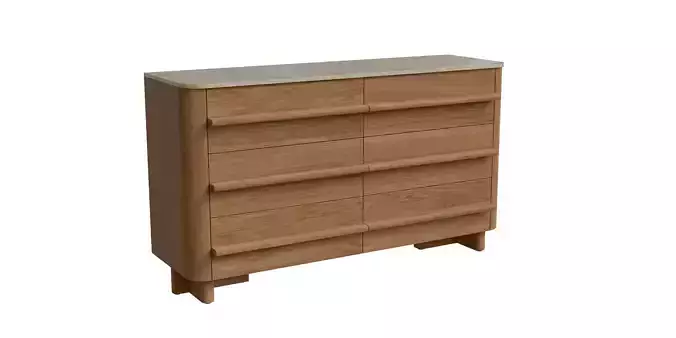 Mid Natural Oak Veneer Chest Of Drawers