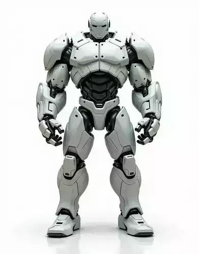 Massive White Mech Armor Suit Black Core 3D Sci-Fi Robot Low-poly 3D model