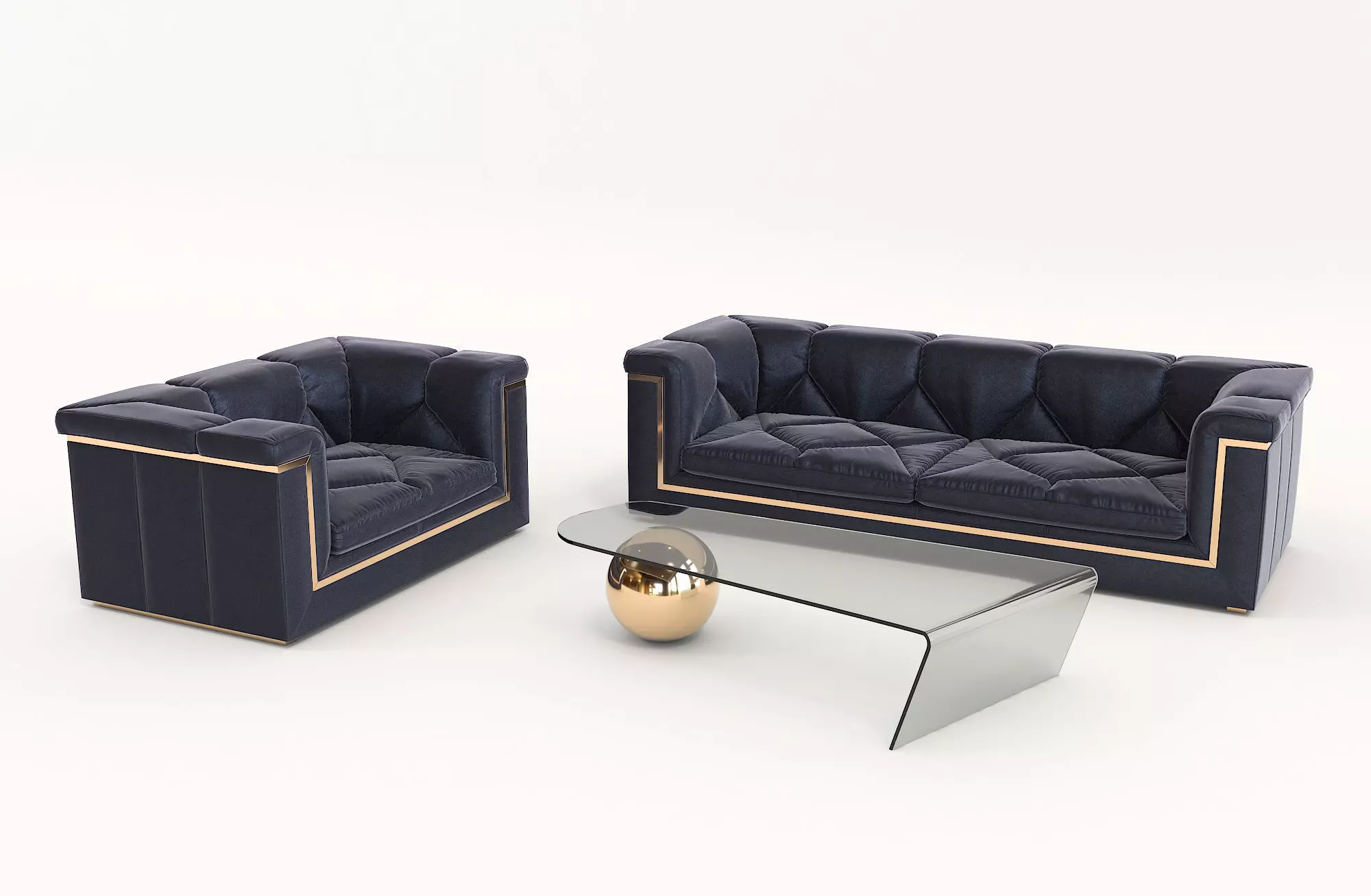 Luxury Sofa and Armchair 3D model_0