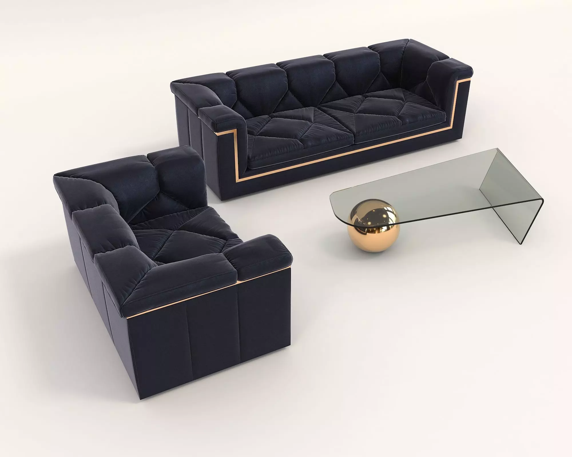 Luxury Sofa and Armchair 3D model_3