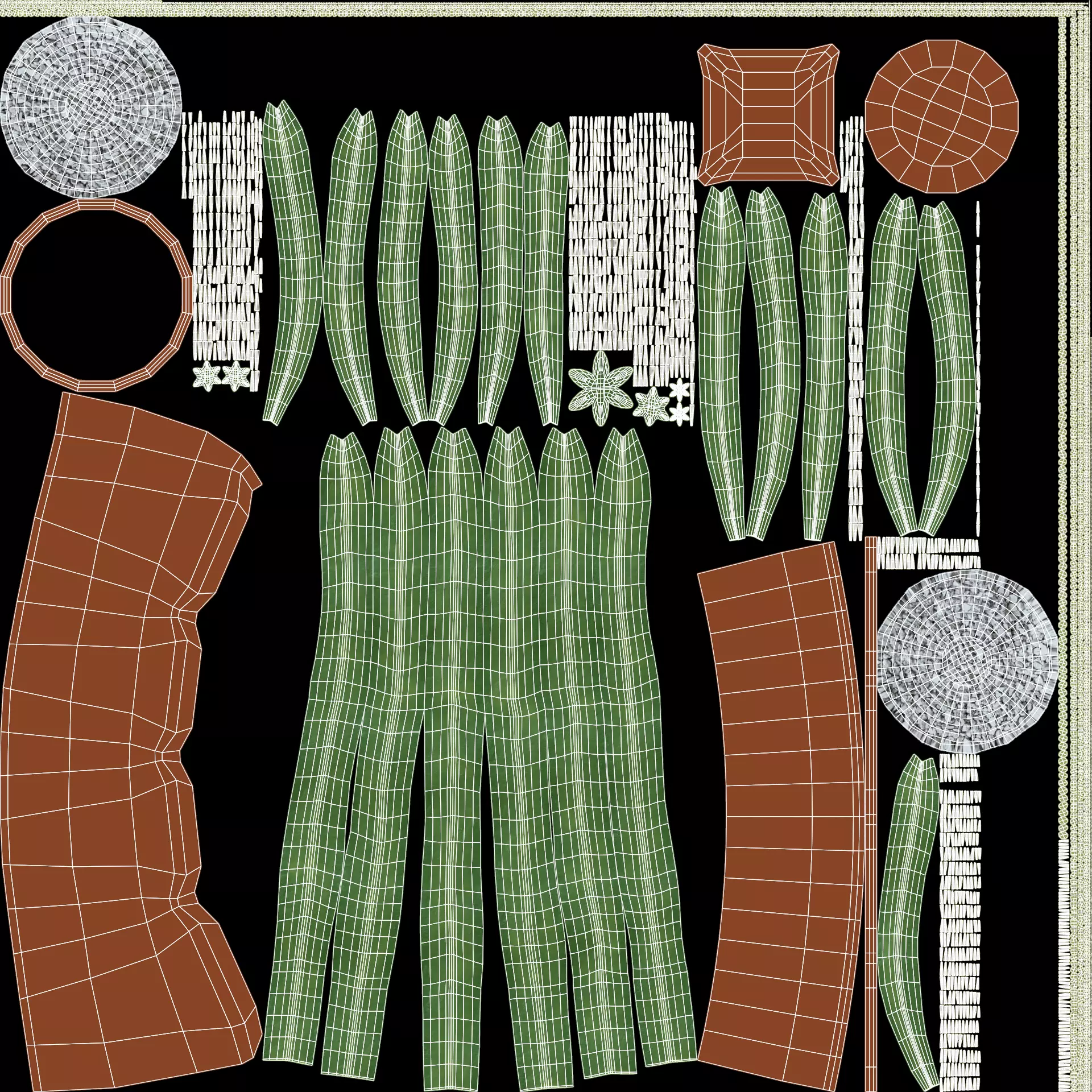 -Cactuses in Pots- Low-poly 3D model_12