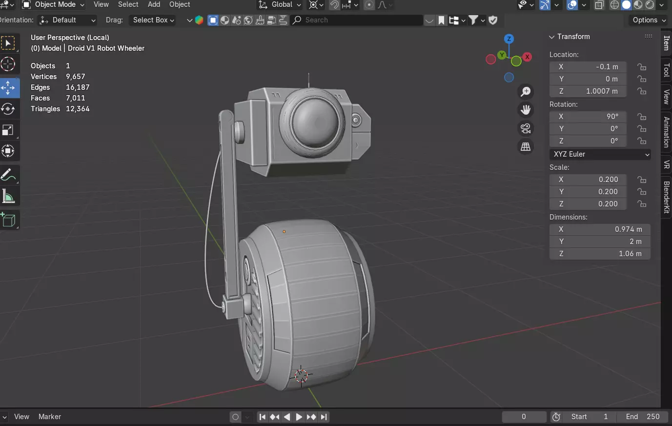 Droid V1 Wheeler Robot 3D model_12