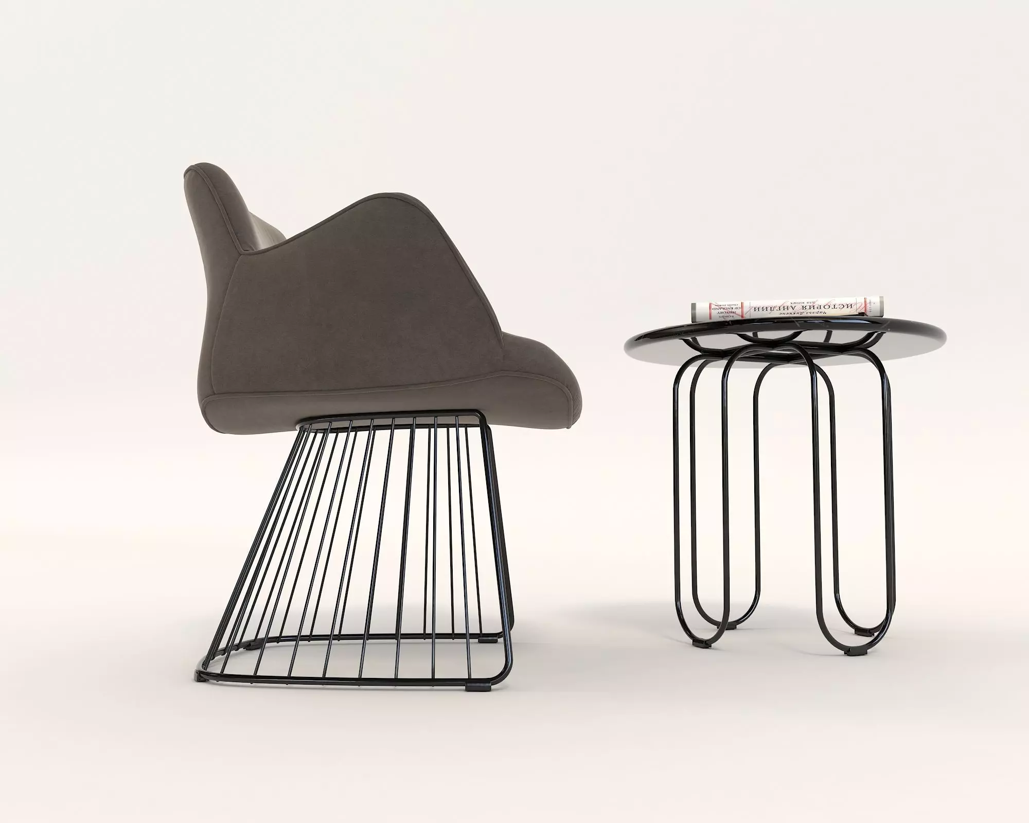 Modern Table and Chair Set 7 3D model_4