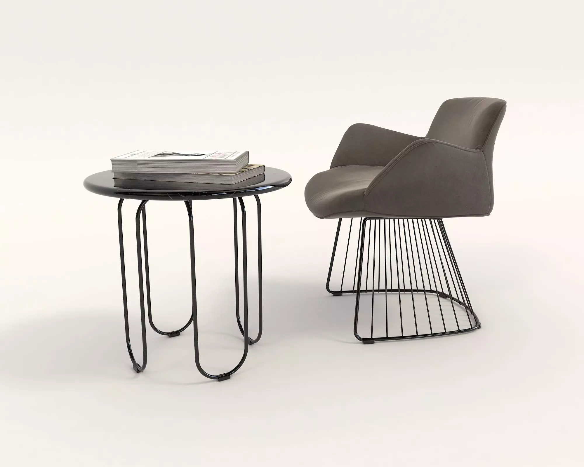 Modern Table and Chair Set 7 3D model_2