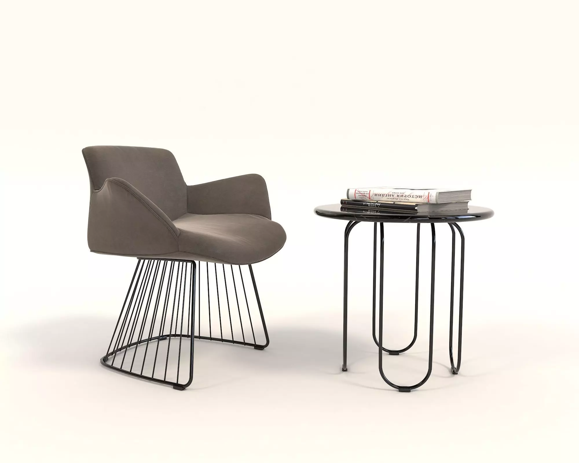 Modern Table and Chair Set 7 3D model_0