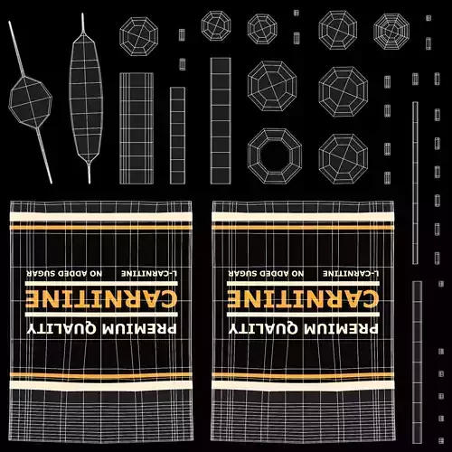 Carnitine Gel - Product Concept Packaging Low-poly 3D model 7