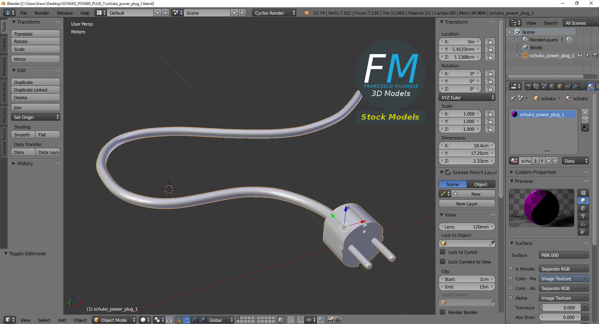 Schuko power plug 1 3D model_9