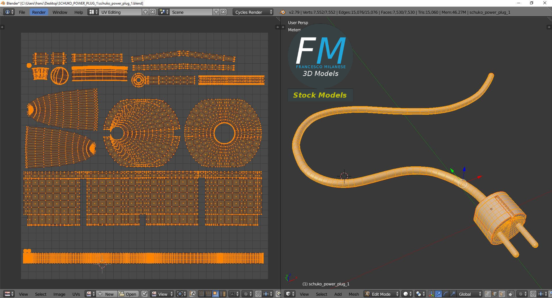 Schuko power plug 1 3D model_10