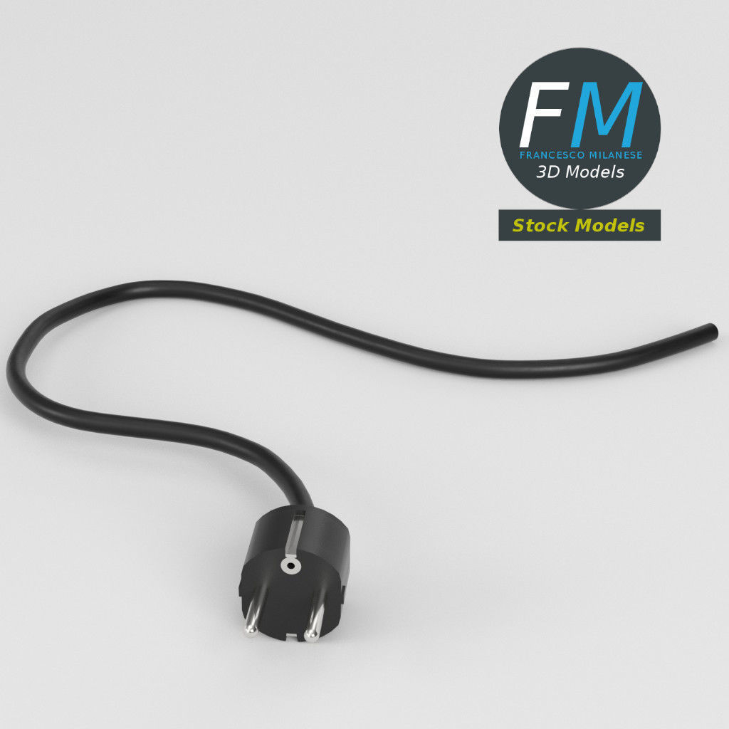 Schuko power plug 1 3D model_2