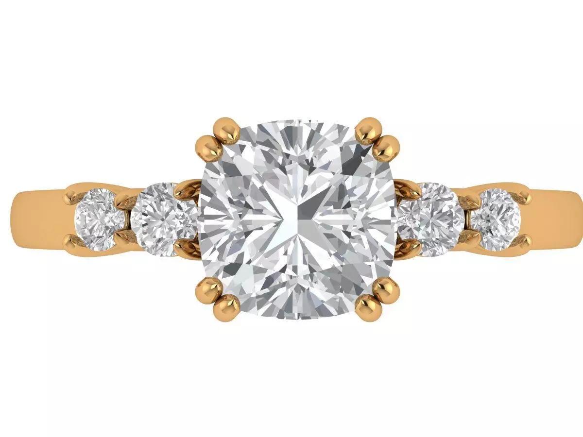 Square Cushion Engagement Ring 3D print model_1