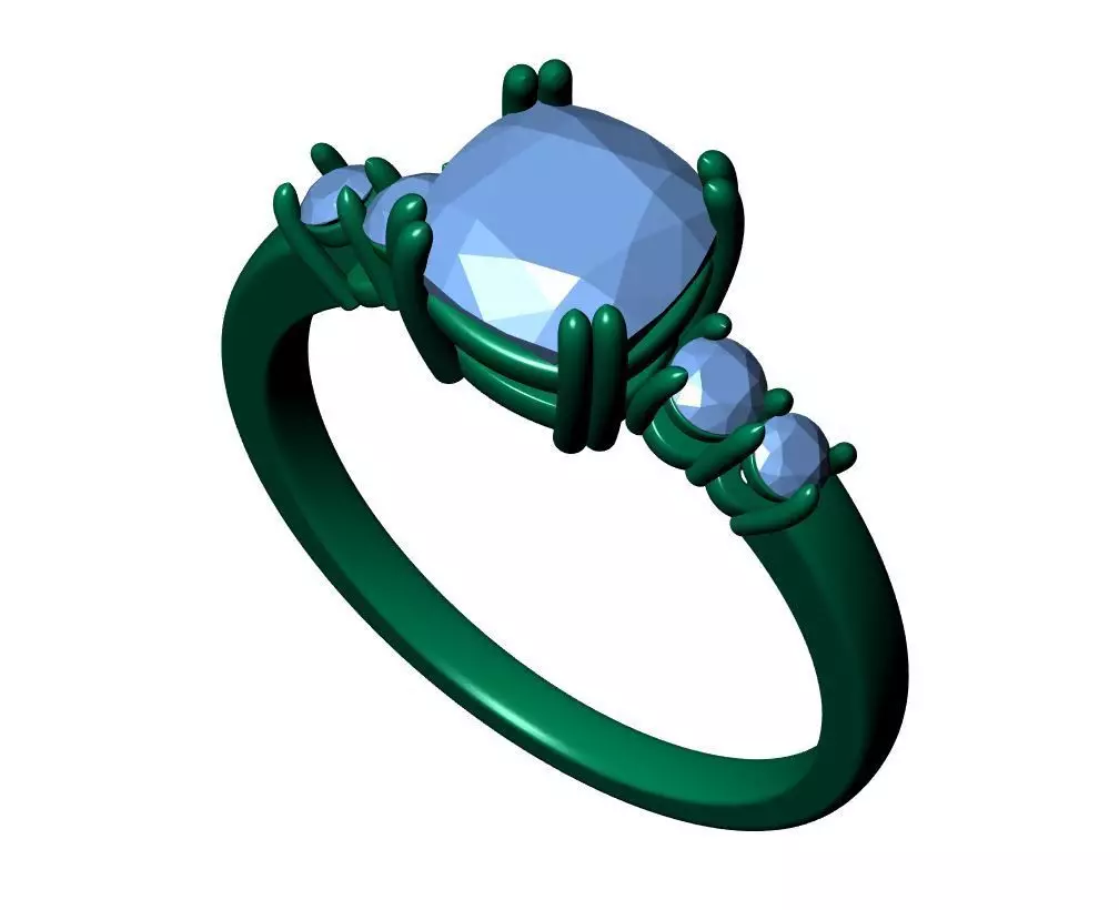 Square Cushion Engagement Ring 3D print model_8