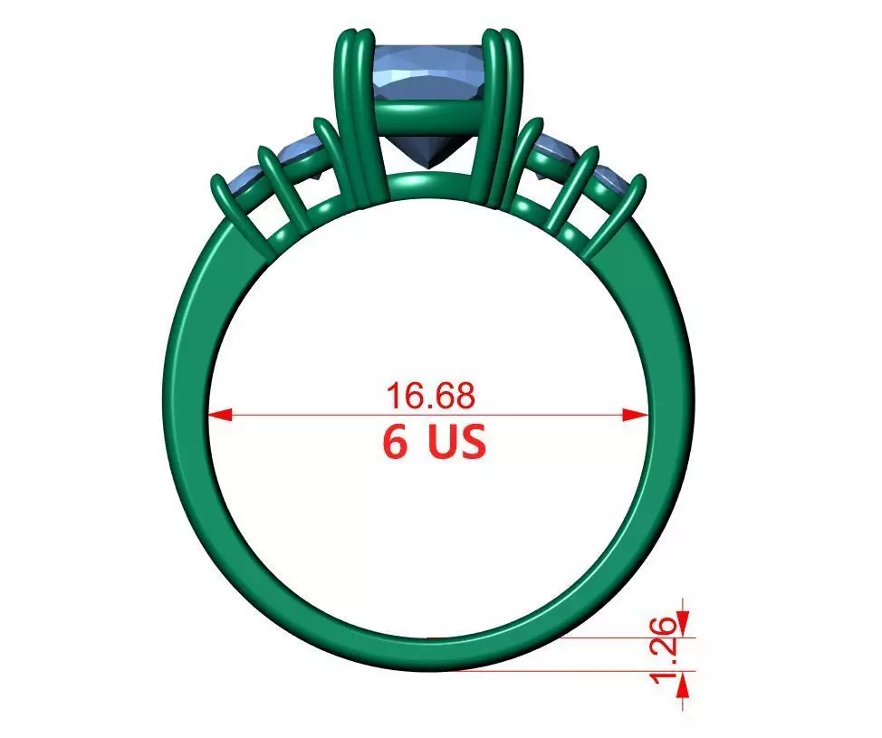 Square Cushion Engagement Ring 3D print model_13