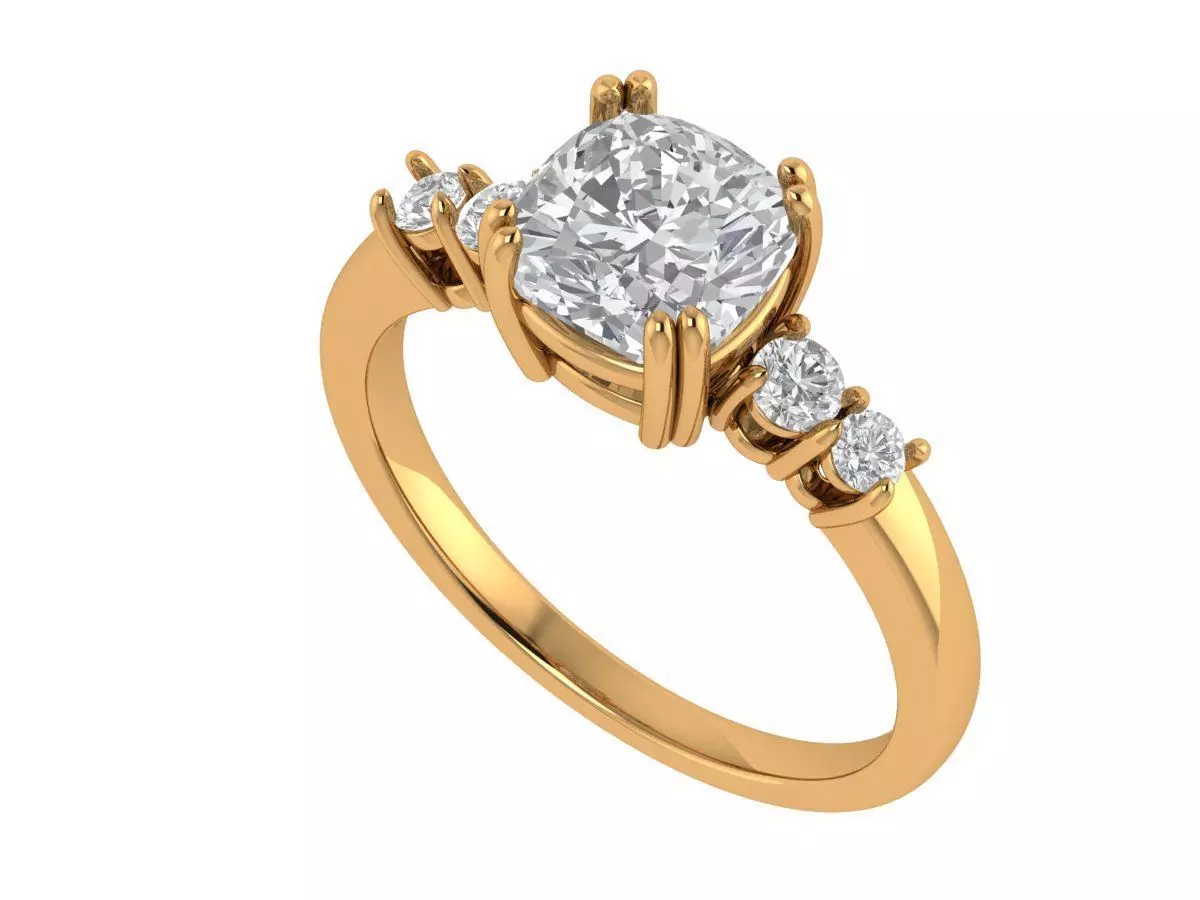 Square Cushion Engagement Ring 3D print model_3