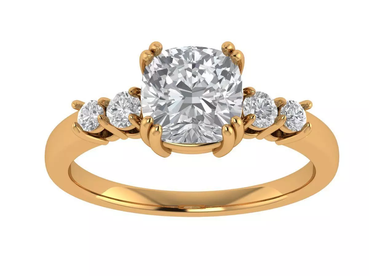 Square Cushion Engagement Ring 3D print model_4