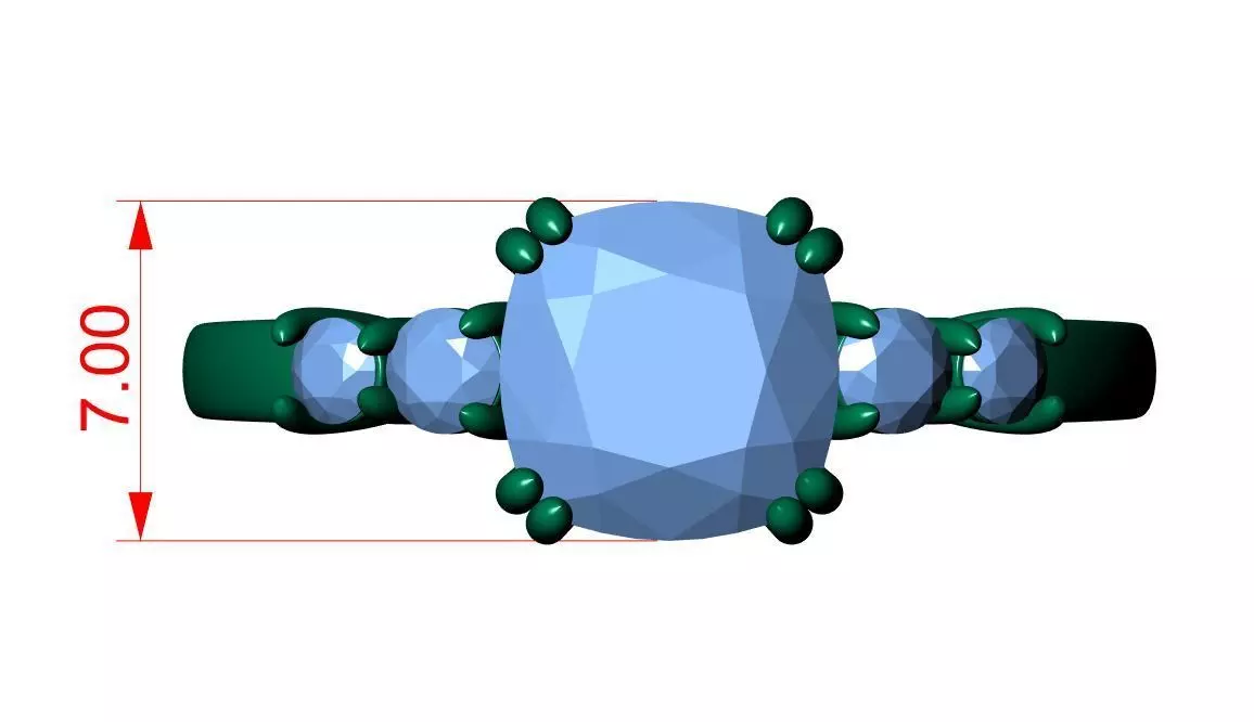 Square Cushion Engagement Ring 3D print model_10