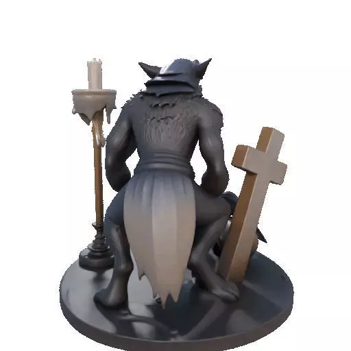 2610COLOR Werewolf Howling with Skull 3D Model Halloween 3D print model_24