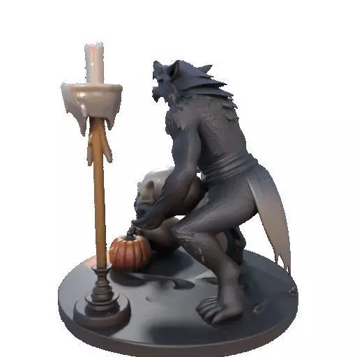 2610COLOR Werewolf Howling with Skull 3D Model Halloween 3D print model_30