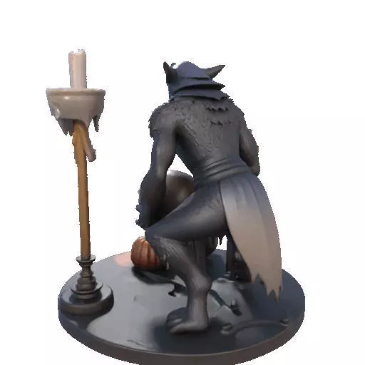 2610COLOR Werewolf Howling with Skull 3D Model Halloween 3D print model_28