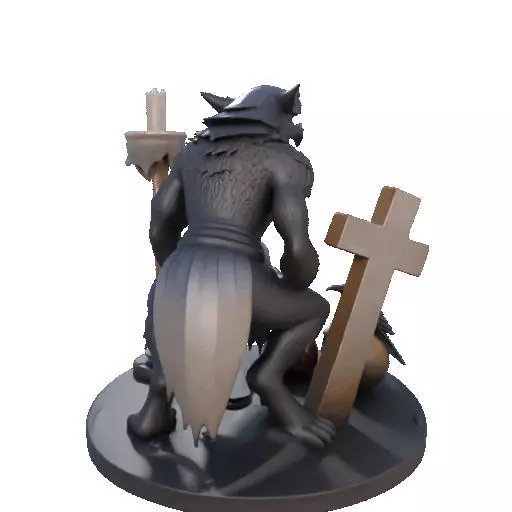 2610COLOR Werewolf Howling with Skull 3D Model Halloween 3D print model_23