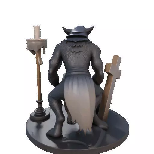 2610COLOR Werewolf Howling with Skull 3D Model Halloween 3D print model_25