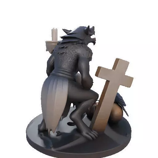 2610COLOR Werewolf Howling with Skull 3D Model Halloween 3D print model_22