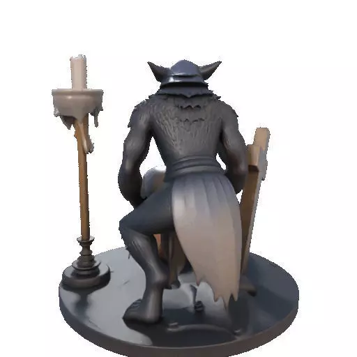 2610COLOR Werewolf Howling with Skull 3D Model Halloween 3D print model_26