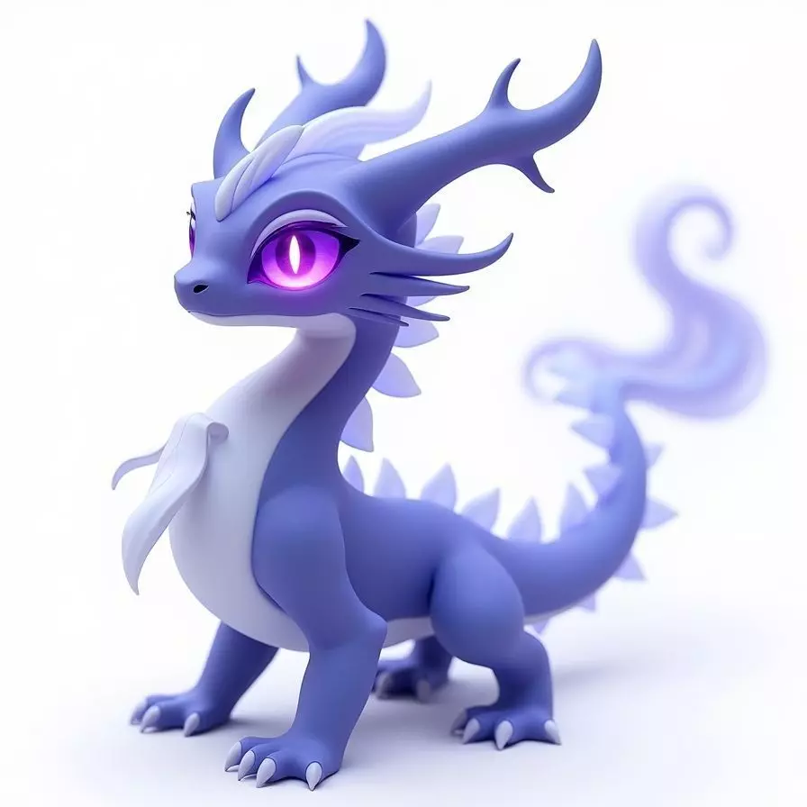 Seraphoom Azure Dragon Creature 3D Model Elegant Fantasy Beast Low-poly 3D model_0