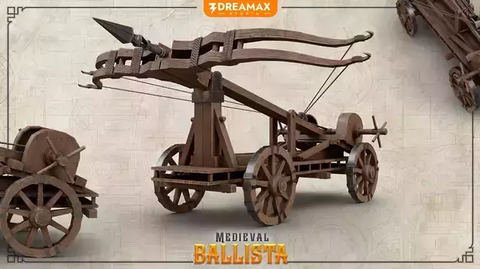 Medieval Ballista- Historical Siege Weapon Low-poly 3D model