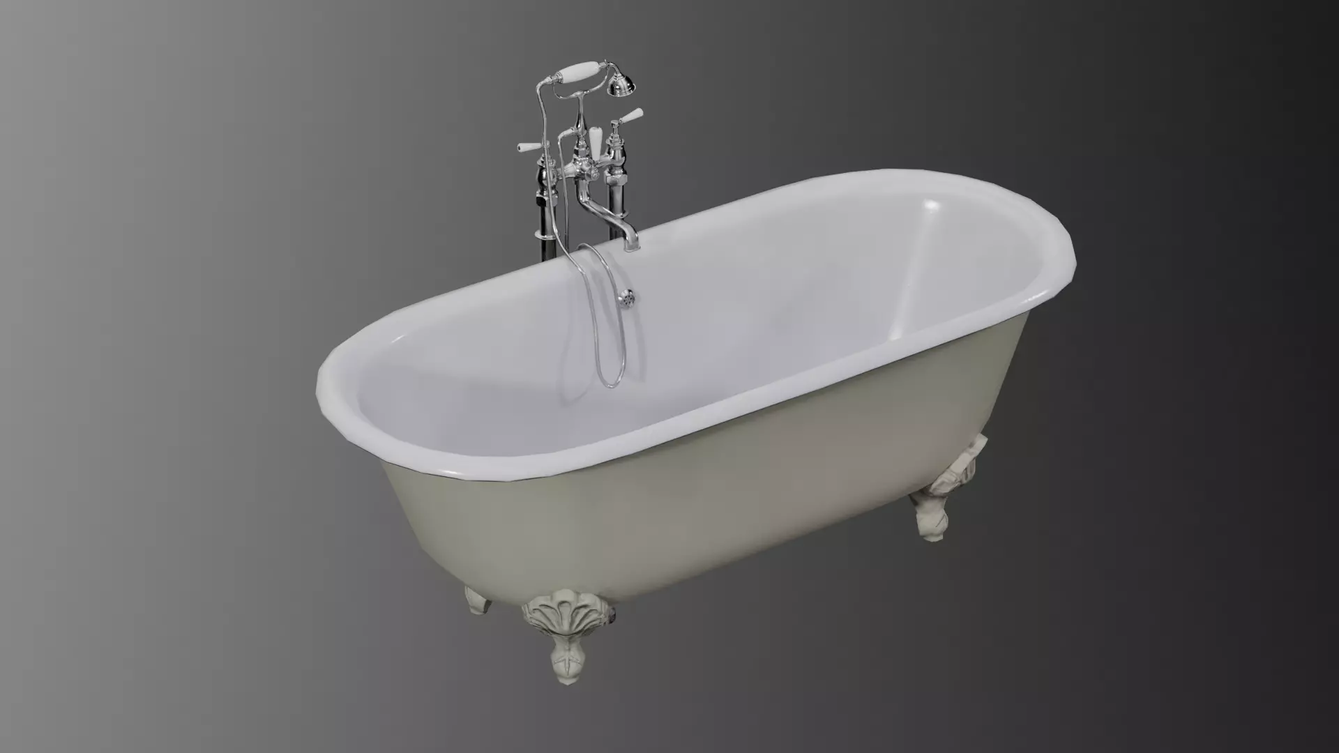 Painted Cast Iron Bath in ALL colors clean version Low-poly 3D model
