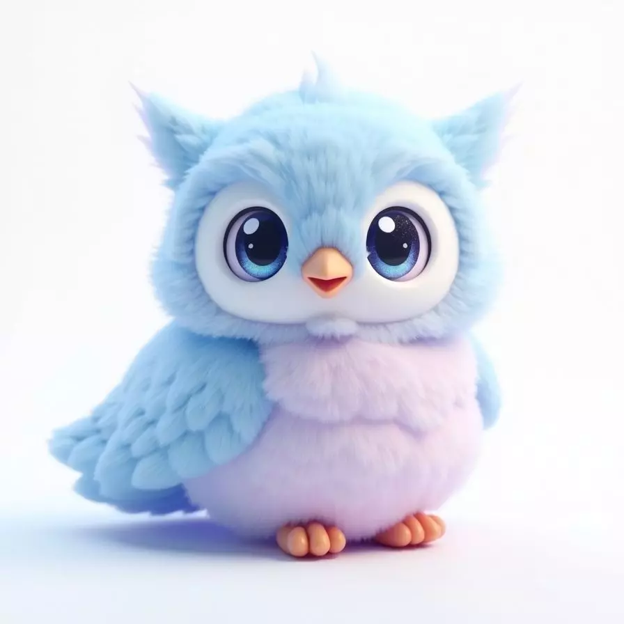 Puffowl Fluffy Pastel Owl Creature 3D Model Cute Companion Low-poly 3D model_0