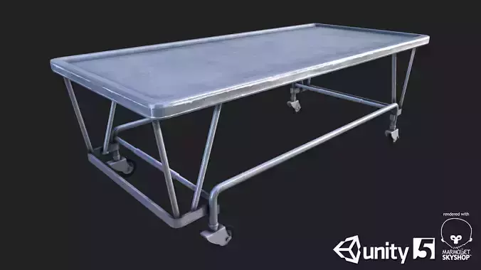 Old Hospital Steel Gurney Low-poly 3D model