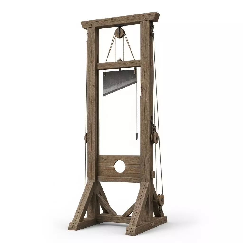 CATAPULT GUILLOTINE CANNON AND MEDIEVAL SOLDIER 3D model_4