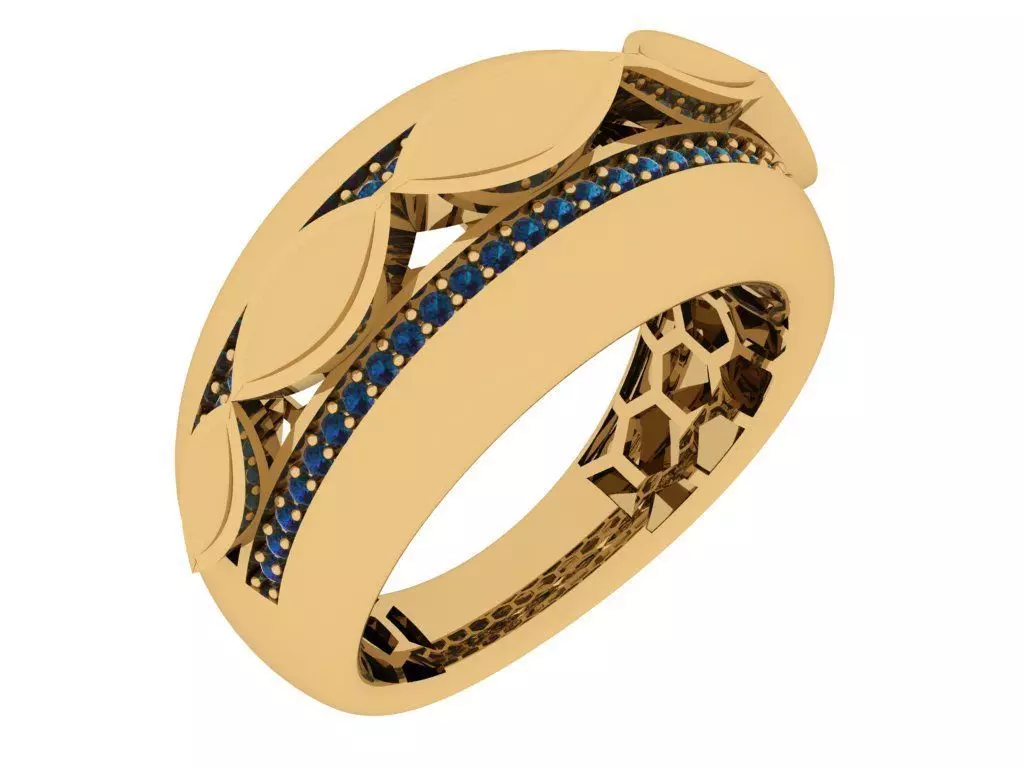 Custom Design Gold Bracelet and ring 3D print model_1