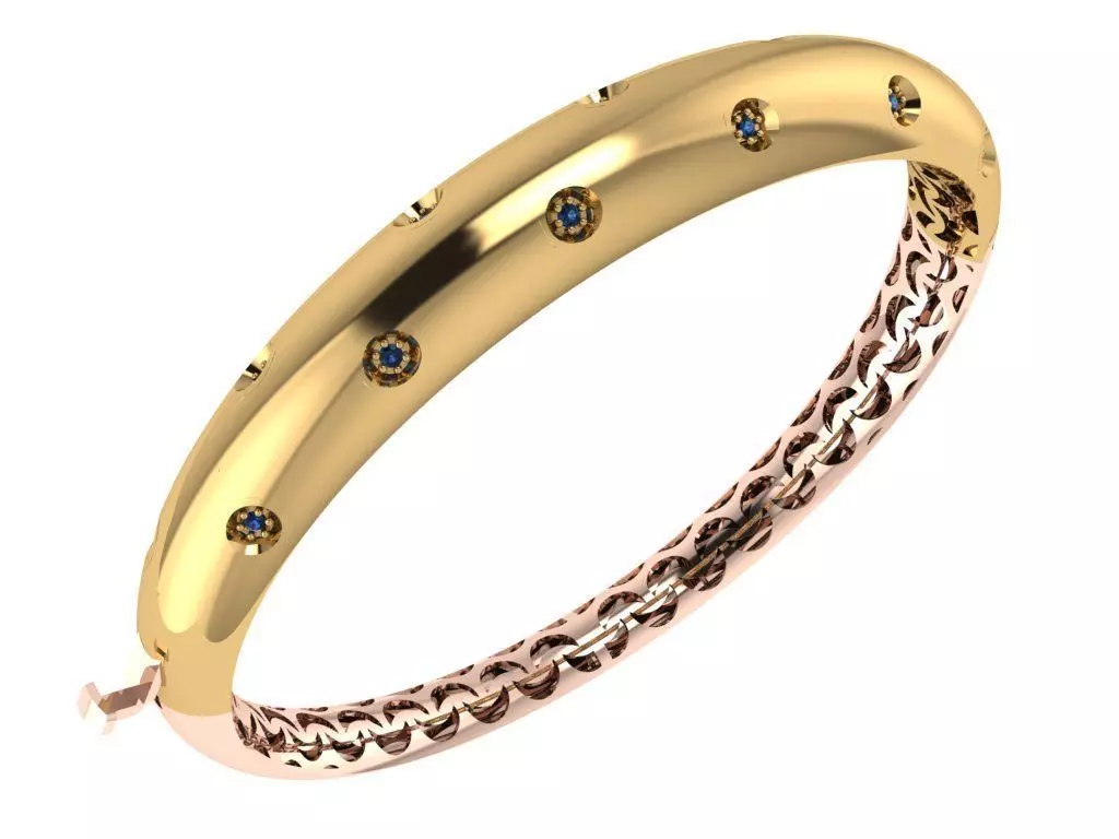 Custom Design Gold Bracelet and ring 3D print model