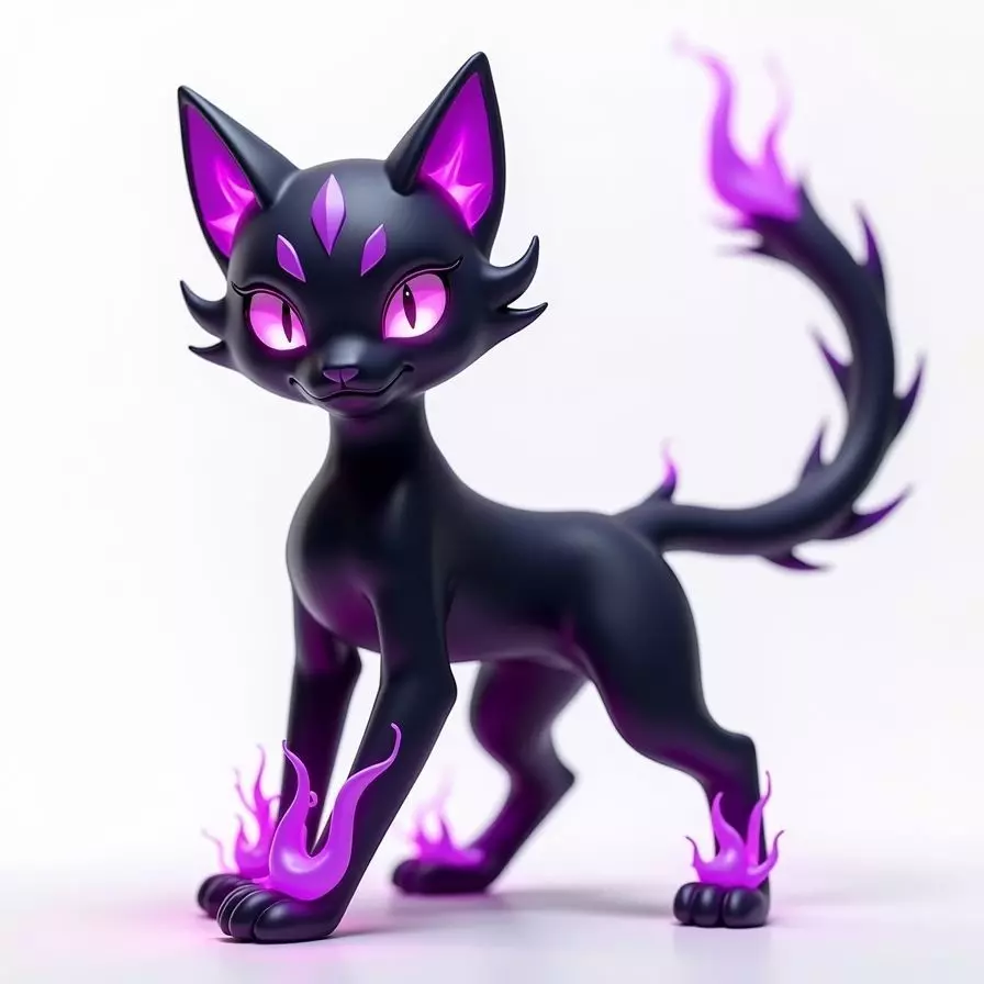 Noctyra Shadow Cat Flame Creature 3D Model Dark Magic Pet Low-poly 3D model_0