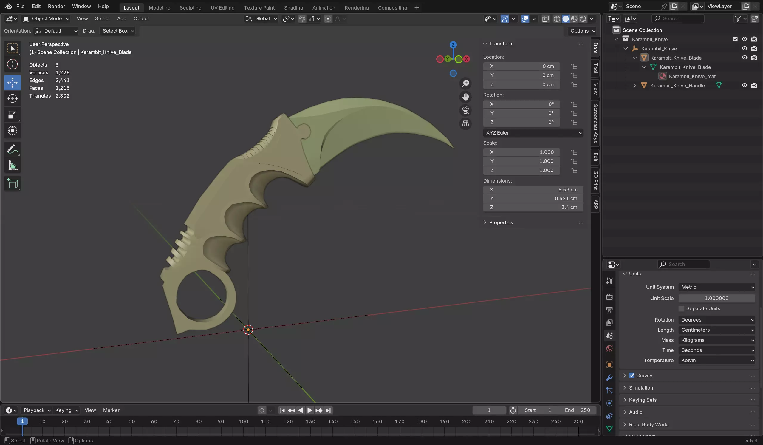 Karambit Knive Low-poly 3D model_11