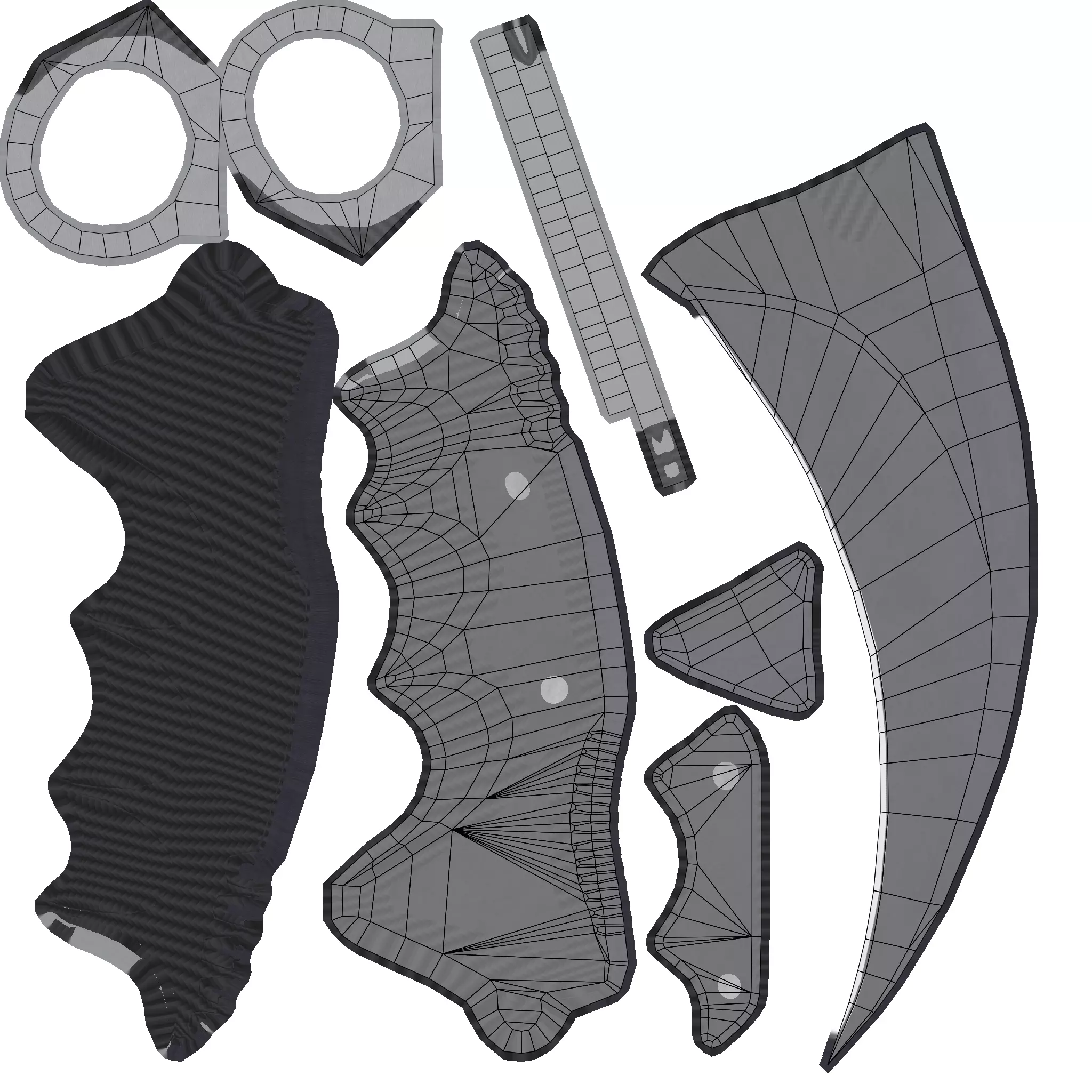 Karambit Knive Low-poly 3D model_10