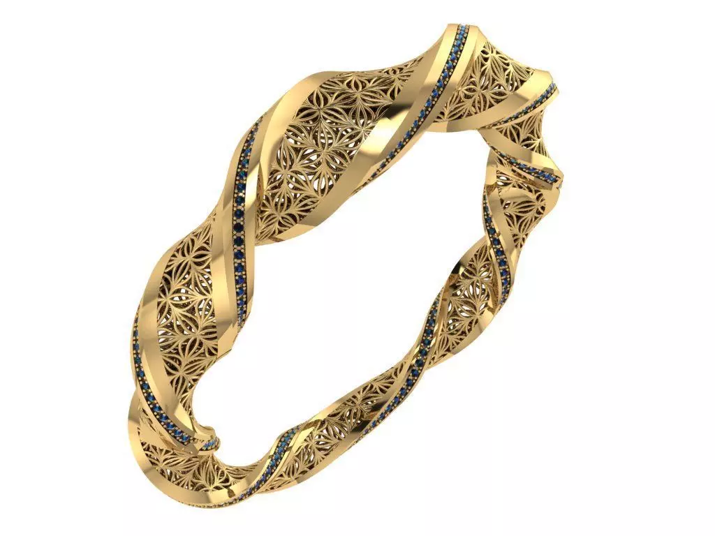 Custom Design Gold Bracelet and ring and earring full set 3D print model_0