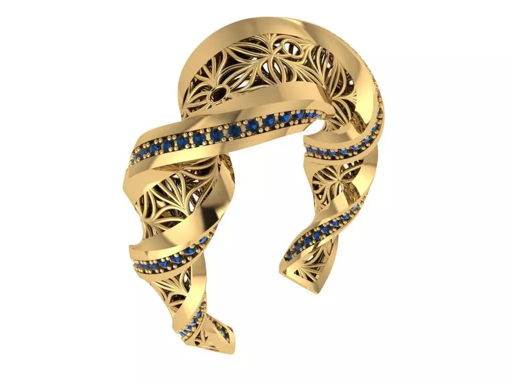 Custom Design Gold Bracelet and ring and earring full set 3D print model_1