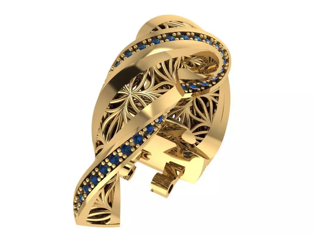 Custom Design Gold Bracelet and ring and earring full set 3D print model_2