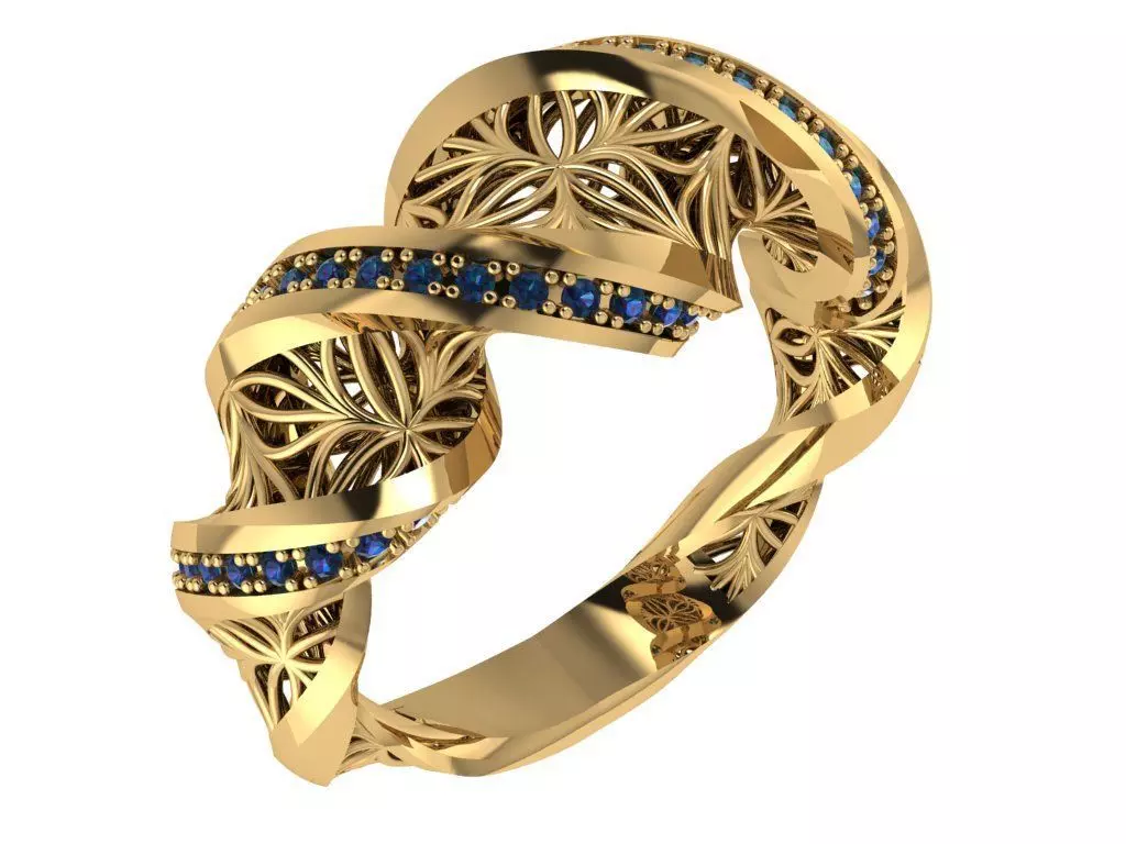 Custom Design Gold Bracelet and ring and earring full set 3D print model_3