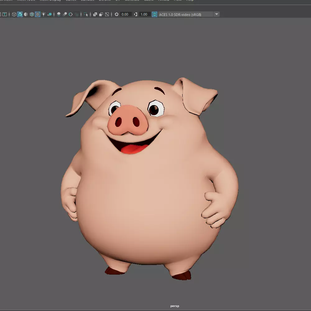 Pig Cartoon 3D model_18