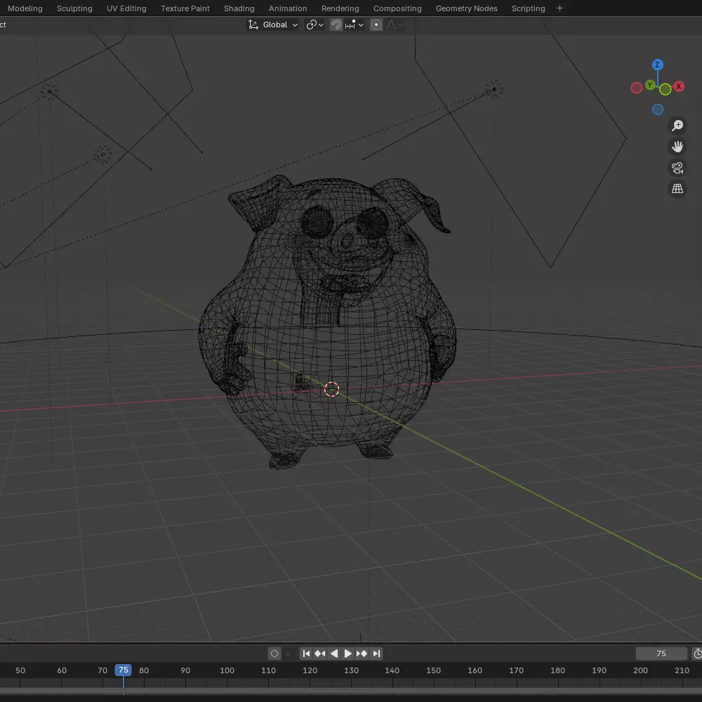 Pig Cartoon 3D model_24