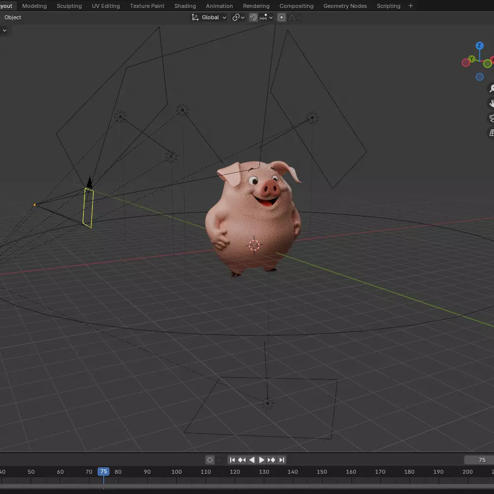Pig Cartoon 3D model_22