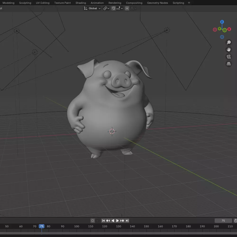 Pig Cartoon 3D model_23