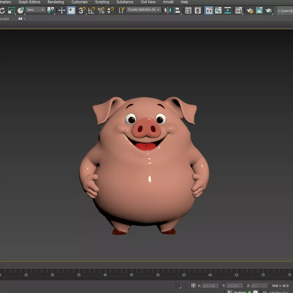 Pig Cartoon 3D model_21