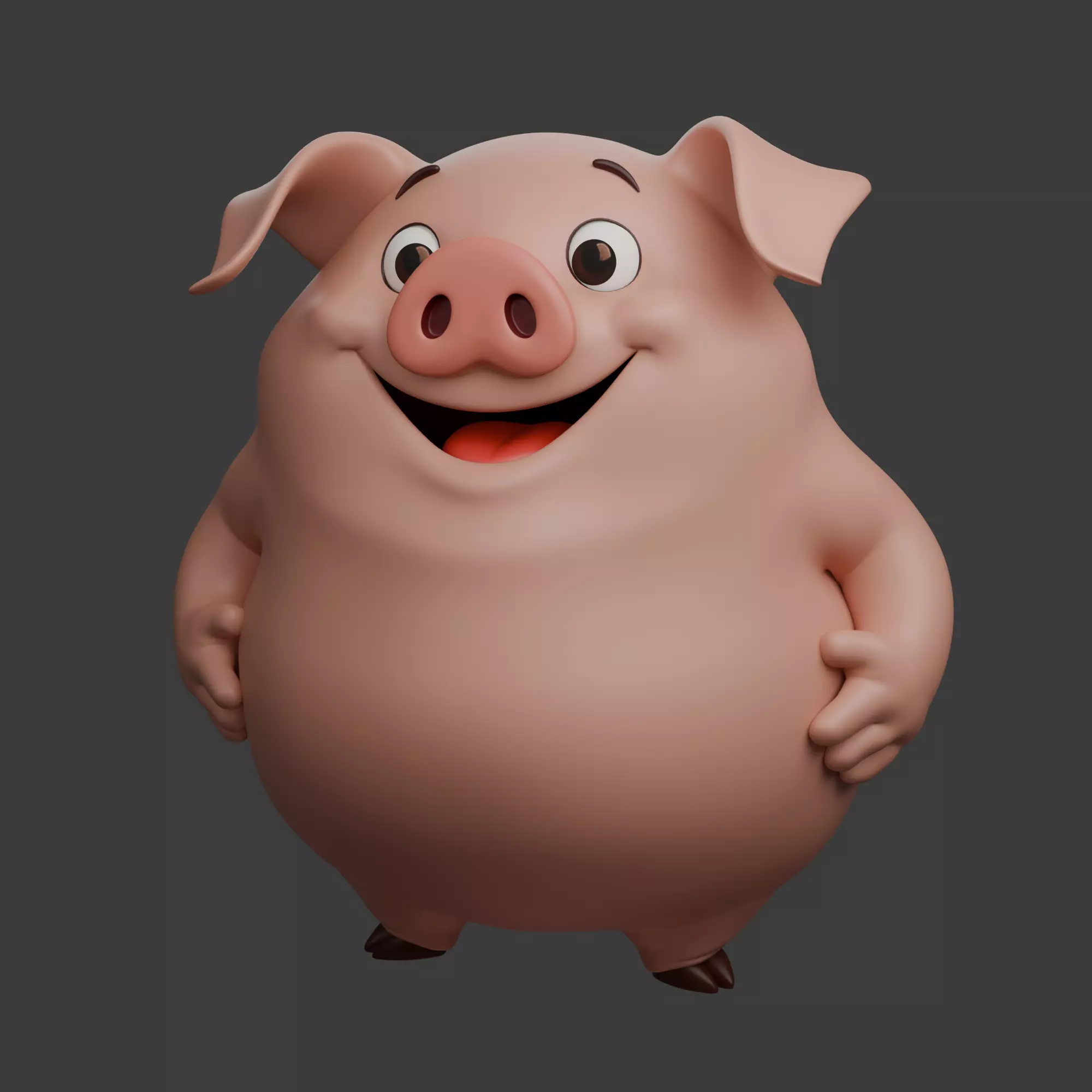 Pig Cartoon 3D model_3