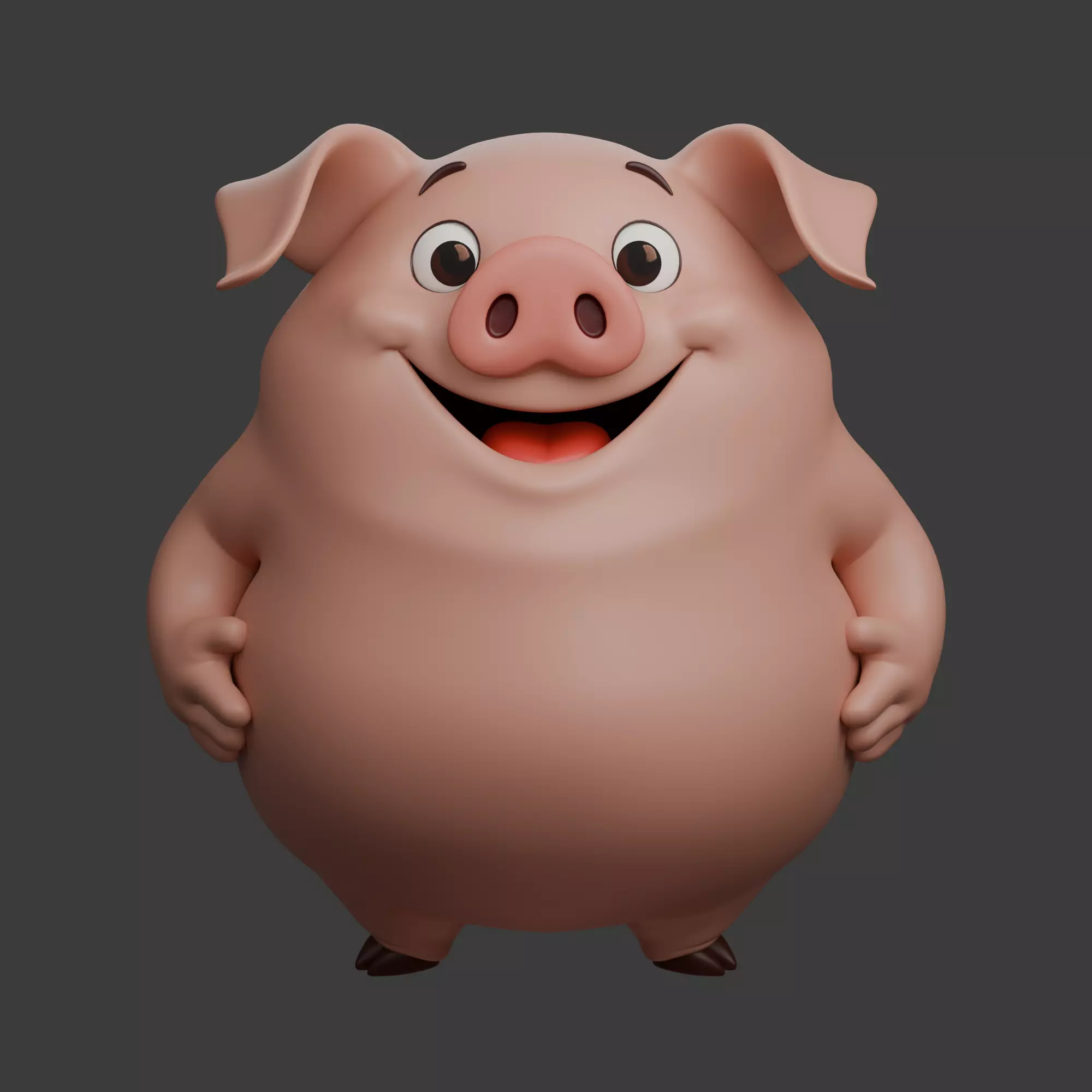 Pig Cartoon 3D model_2